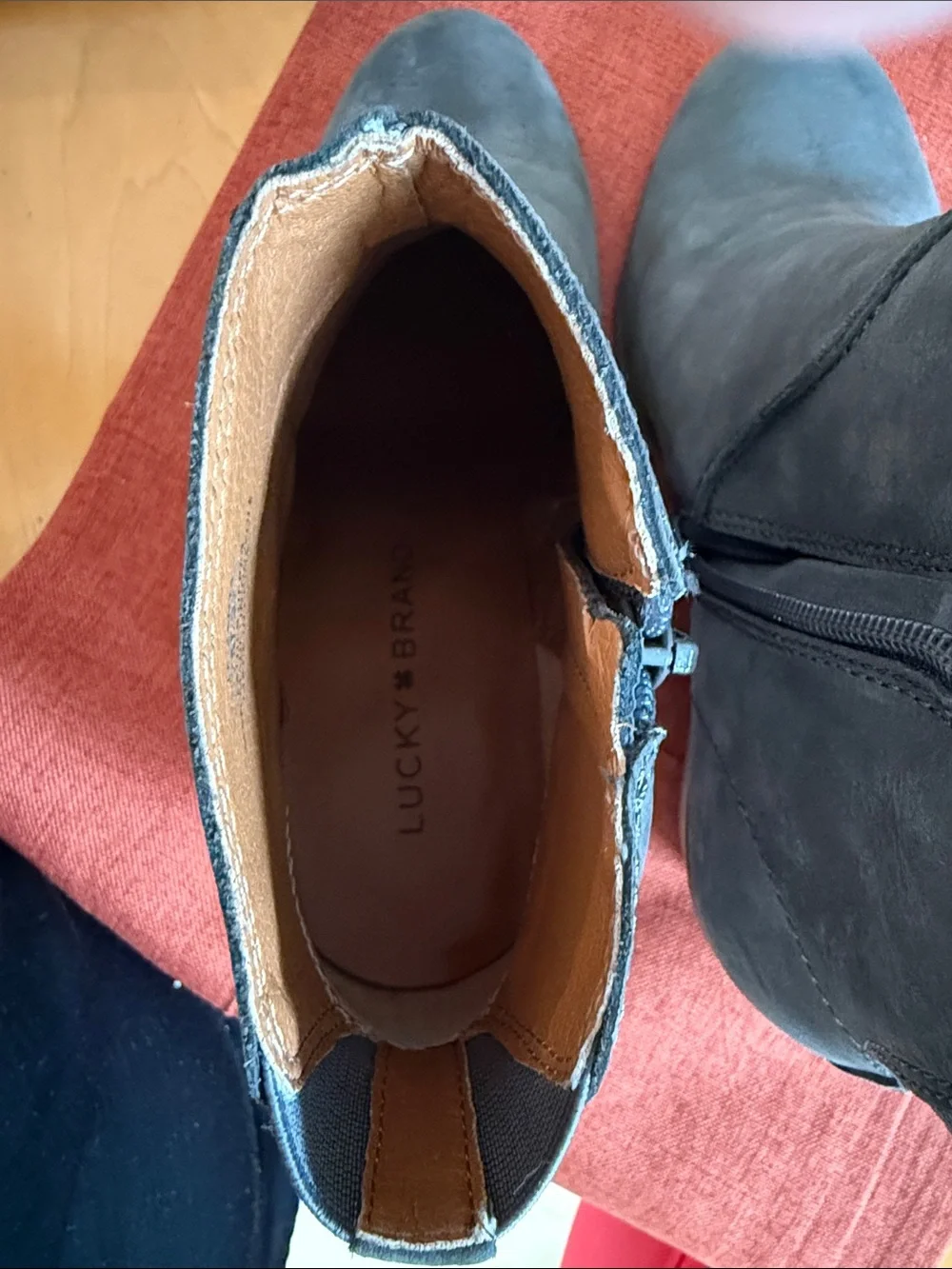 Lucky Brand Gray Suede Wedge Ankle Boots